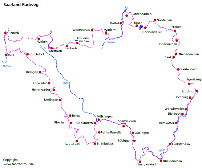 Saarlandradweg von Sarreguemines bis zum Bostalsee